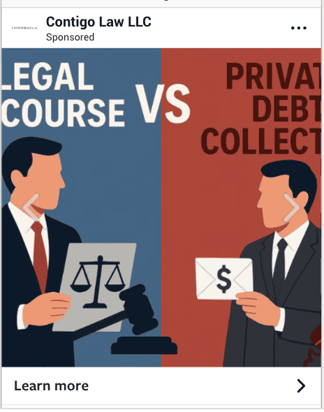 Contigo Law LLC Facebook Ad Example